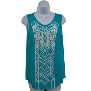 Stitch Fix / Papermoon Teal Embroidered Boho Top